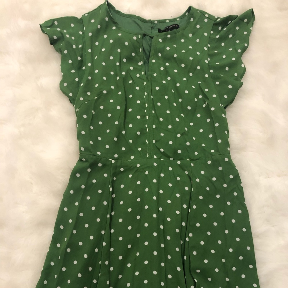 Banana Republic green and white polka dot dress